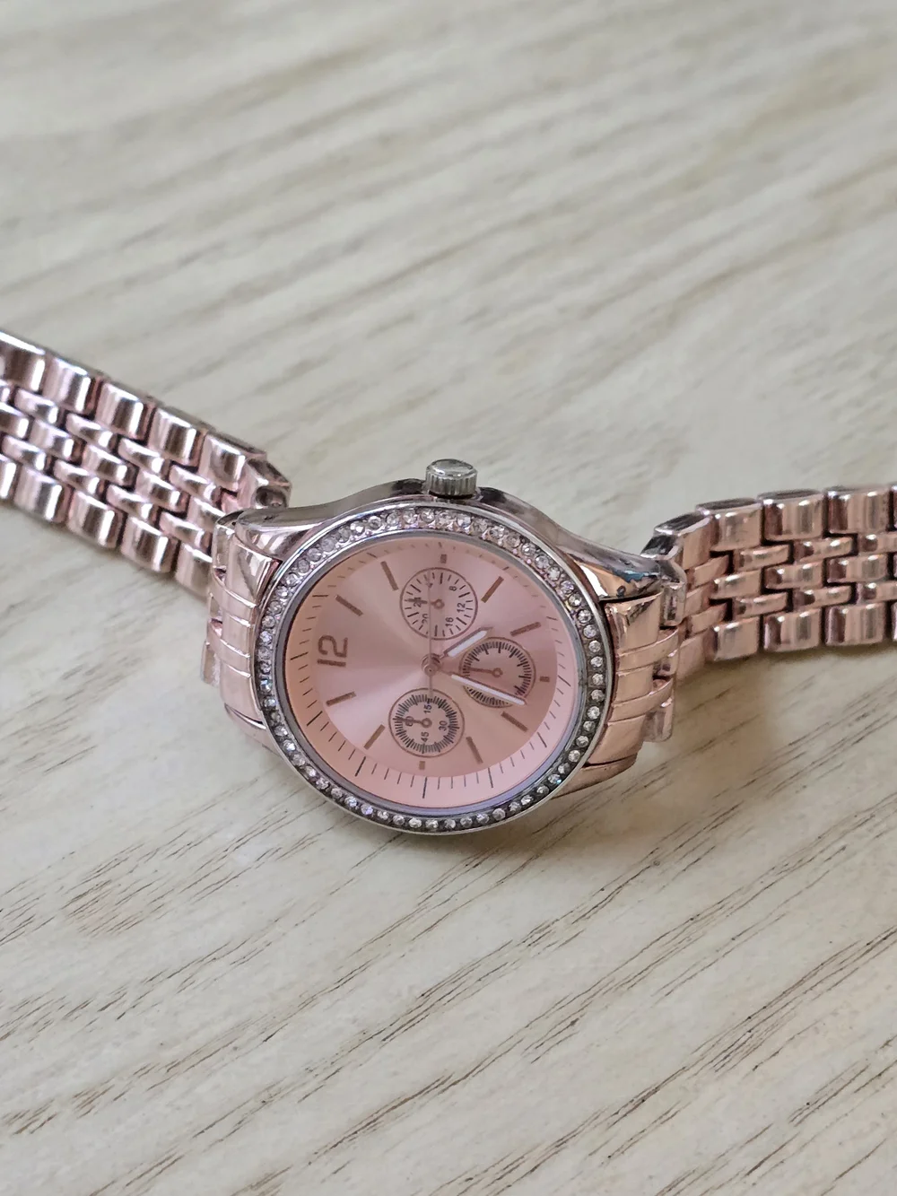Rose Gold Women’s Crystal-Trim Bracelet Watch
